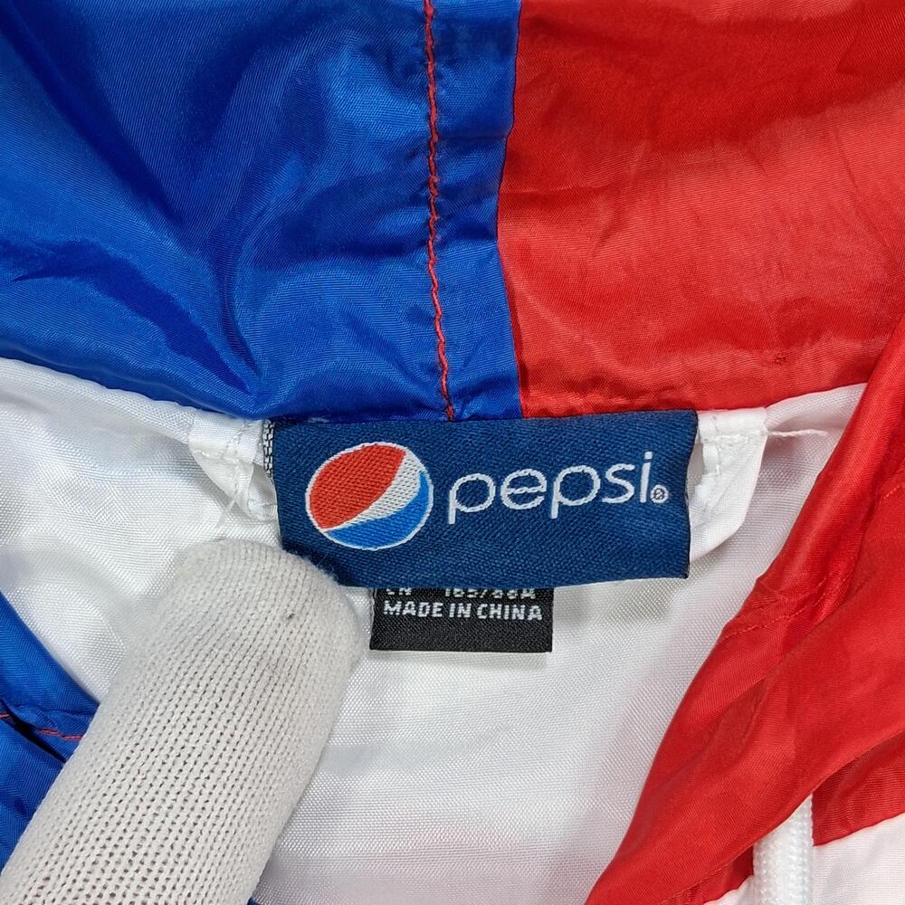 Pepsi Jacket Womens Medium Red White Blue Hooded Full Zip Logo Windbreaker - Picture 5 of 16